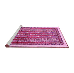 Sideview of Machine Washable Abstract Pink Modern Rug, wshabs540pnk