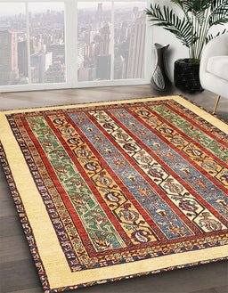 Abstract Fire Brick Red Modern Rug in Family Room, abs540