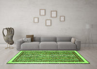 Machine Washable Abstract Green Modern Rug, wshabs540grn