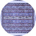 Round Abstract Blue Modern Rug, abs540blu