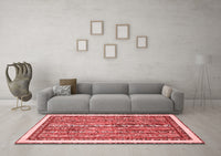 Machine Washable Abstract Red Modern Rug, wshabs540red