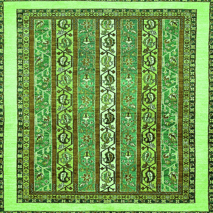 Square Machine Washable Abstract Green Modern Area Rugs, wshabs540grn