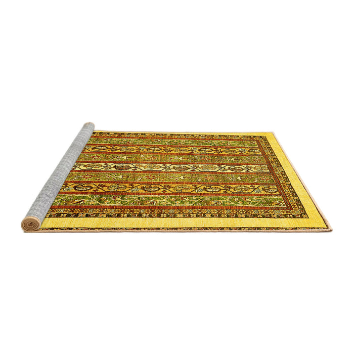 Sideview of Machine Washable Abstract Yellow Modern Rug, wshabs540yw