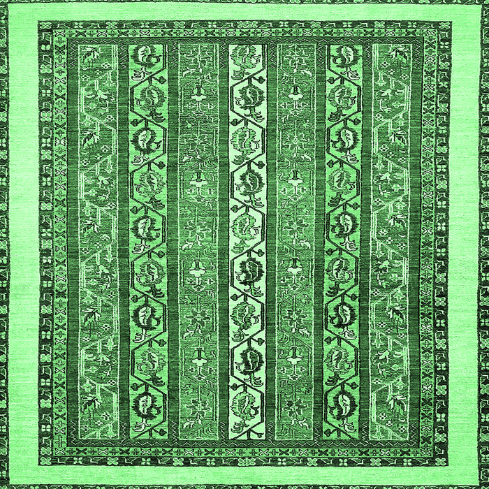 Square Abstract Emerald Green Modern Rug, abs540emgrn