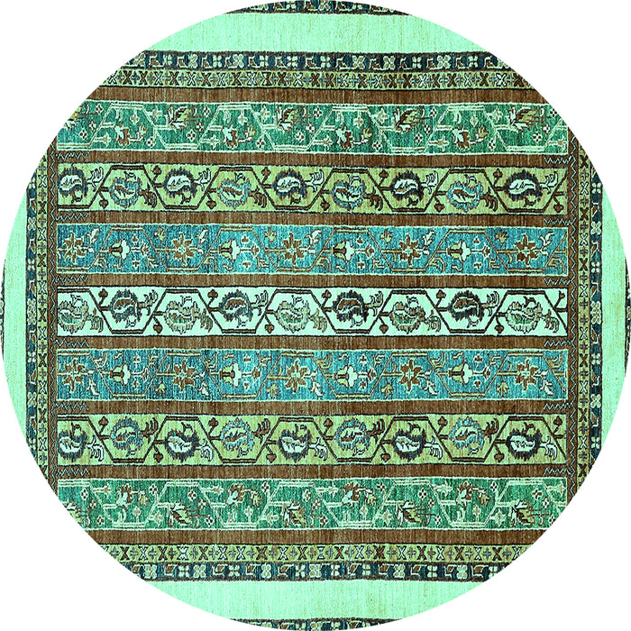 Round Abstract Turquoise Modern Rug, abs540turq