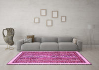 Machine Washable Abstract Pink Modern Rug, wshabs540pnk