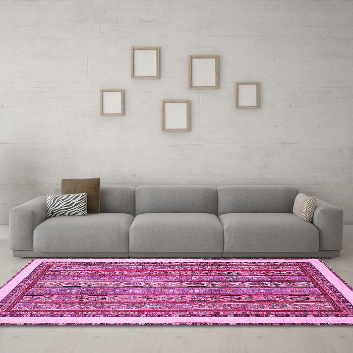 Machine Washable Abstract Pink Modern Rug in a Living Room, wshabs540pnk