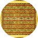 Round Abstract Yellow Modern Rug, abs540yw