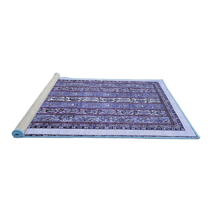 Sideview of Machine Washable Abstract Blue Modern Rug, wshabs540blu