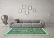 Machine Washable Abstract Turquoise Modern Area Rugs in a Living Room,, wshabs540turq