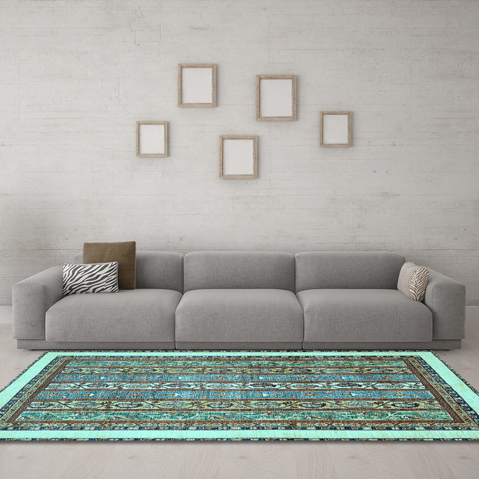 Machine Washable Abstract Light Blue Modern Rug in a Living Room, wshabs540lblu