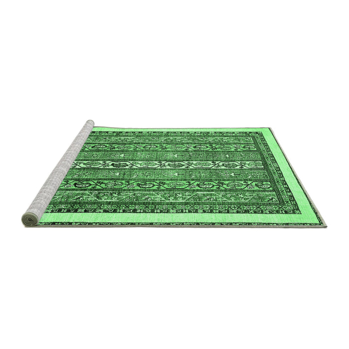 Sideview of Machine Washable Abstract Emerald Green Modern Area Rugs, wshabs540emgrn
