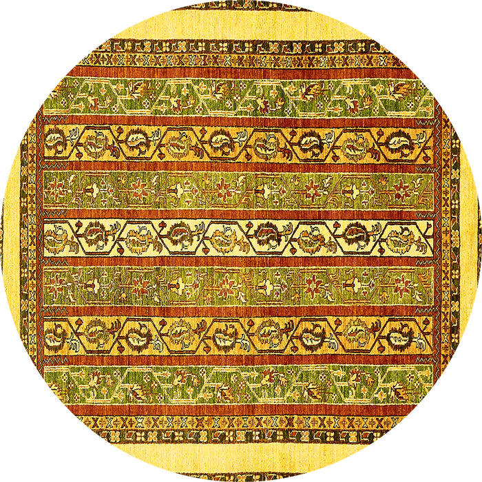 Round Machine Washable Abstract Yellow Modern Rug, wshabs540yw