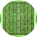 Round Machine Washable Abstract Green Modern Area Rugs, wshabs540grn