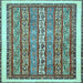 Square Abstract Light Blue Modern Rug, abs540lblu