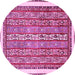 Round Machine Washable Abstract Pink Modern Rug, wshabs540pnk