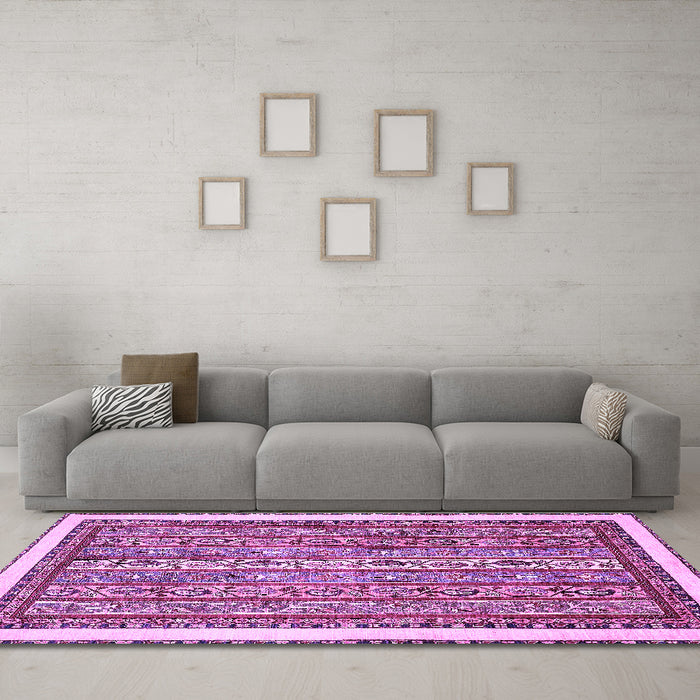 Machine Washable Abstract Purple Modern Area Rugs in a Living Room, wshabs540pur