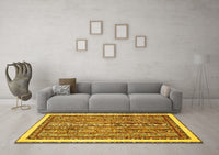 Machine Washable Abstract Yellow Modern Rug, wshabs540yw