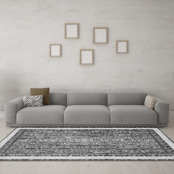 Machine Washable Abstract Gray Modern Rug in a Living Room,, wshabs540gry