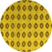 Round Machine Washable Abstract Yellow Modern Rug, wshabs5410yw