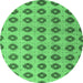 Round Machine Washable Abstract Emerald Green Modern Area Rugs, wshabs5410emgrn