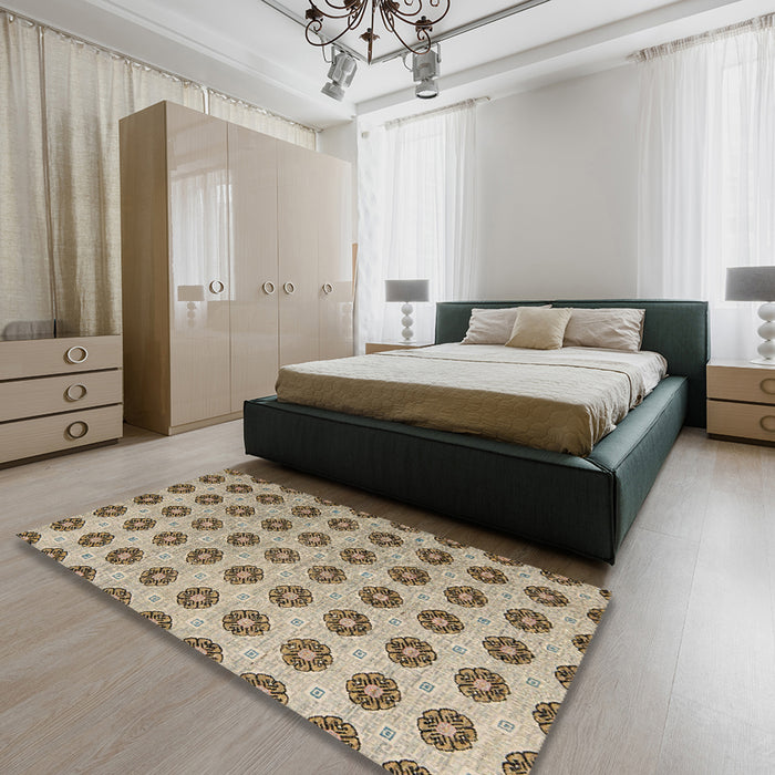 Abstract Brown Modern Rug in a Bedroom, abs5410