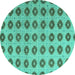 Round Machine Washable Abstract Turquoise Modern Area Rugs, wshabs5410turq