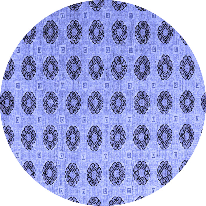 Round Abstract Blue Modern Rug, abs5410blu