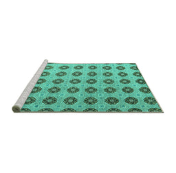 Sideview of Machine Washable Abstract Turquoise Modern Area Rugs, wshabs5410turq