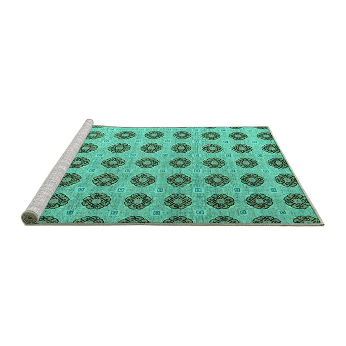 Sideview of Machine Washable Abstract Turquoise Modern Area Rugs, wshabs5410turq