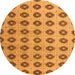 Round Machine Washable Abstract Orange Modern Area Rugs, wshabs5410org