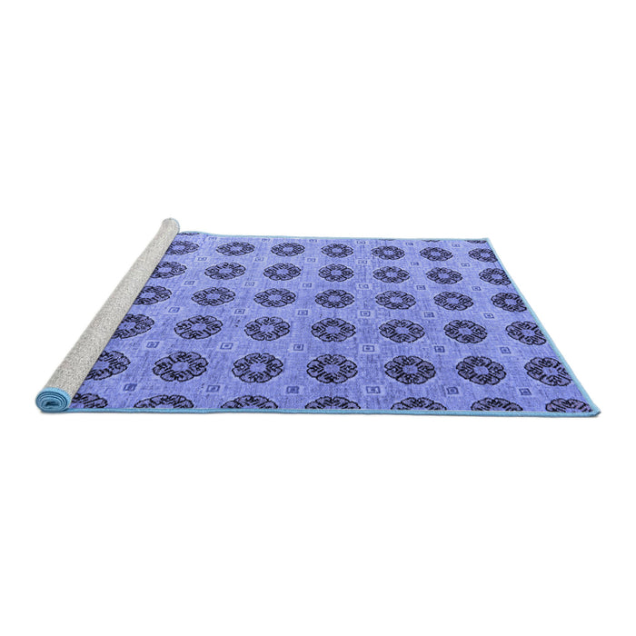 Sideview of Machine Washable Abstract Blue Modern Rug, wshabs5410blu