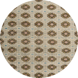 Round Abstract Brown Modern Rug, abs5410