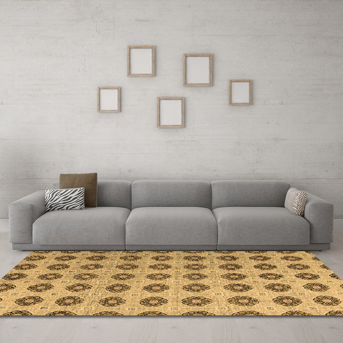 Machine Washable Abstract Brown Modern Rug in a Living Room,, wshabs5410brn