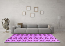 Machine Washable Abstract Purple Modern Area Rugs in a Living Room, wshabs5410pur