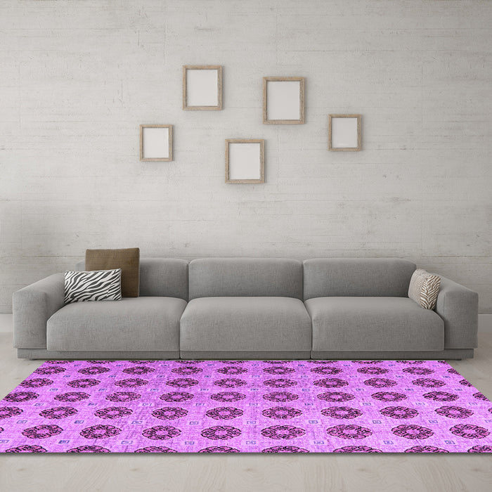 Machine Washable Abstract Purple Modern Area Rugs in a Living Room, wshabs5410pur