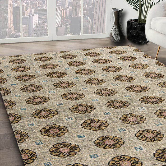 Machine Washable Abstract Brown Rug in a Family Room, wshabs5410