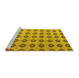 Sideview of Machine Washable Abstract Yellow Modern Rug, wshabs5410yw