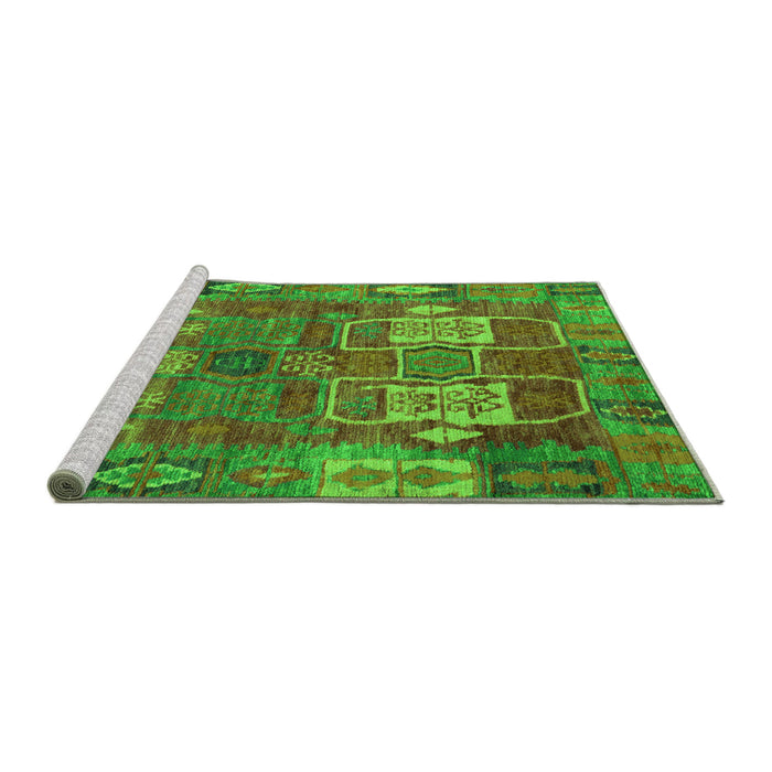 Sideview of Machine Washable Abstract Green Modern Area Rugs, wshabs5411grn