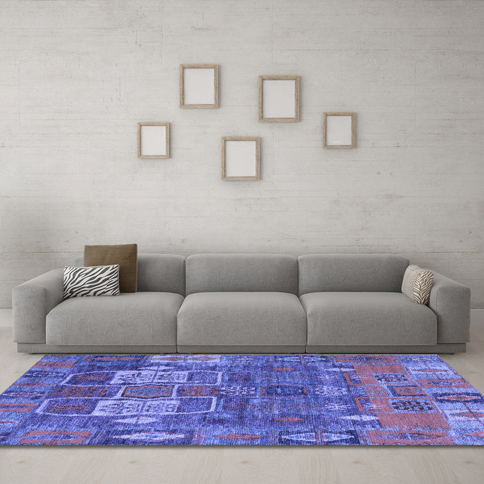 Machine Washable Abstract Blue Modern Rug in a Living Room, wshabs5411blu