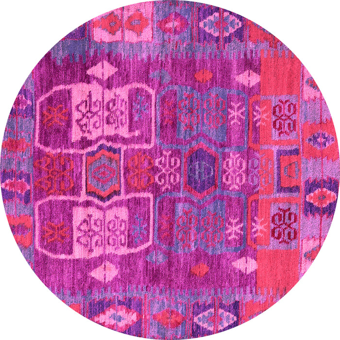Round Abstract Pink Modern Rug, abs5411pnk
