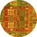 Round Abstract Yellow Modern Rug, abs5411yw