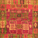 Square Machine Washable Abstract Orange Modern Area Rugs, wshabs5411org