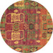 Round Machine Washable Abstract Brown Modern Rug, wshabs5411brn