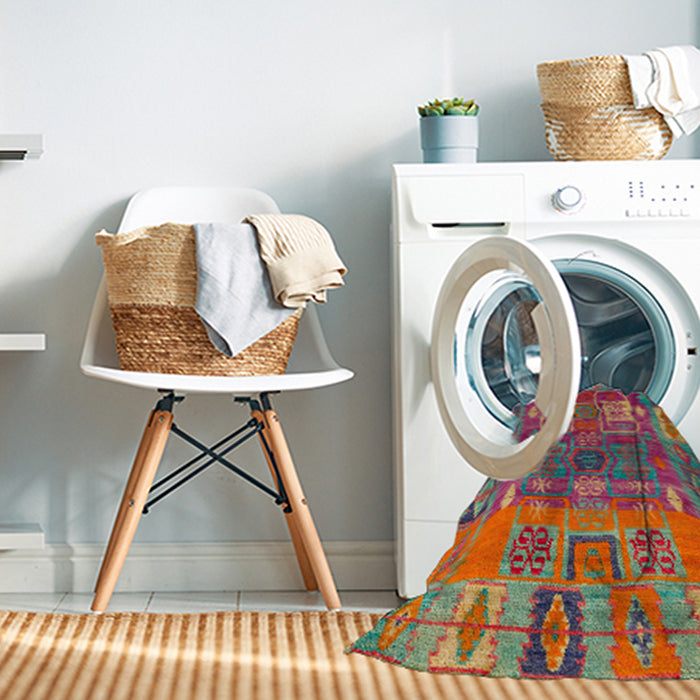 Machine Washable Abstract Khaki Green Rug in a Washing Machine, wshabs5411