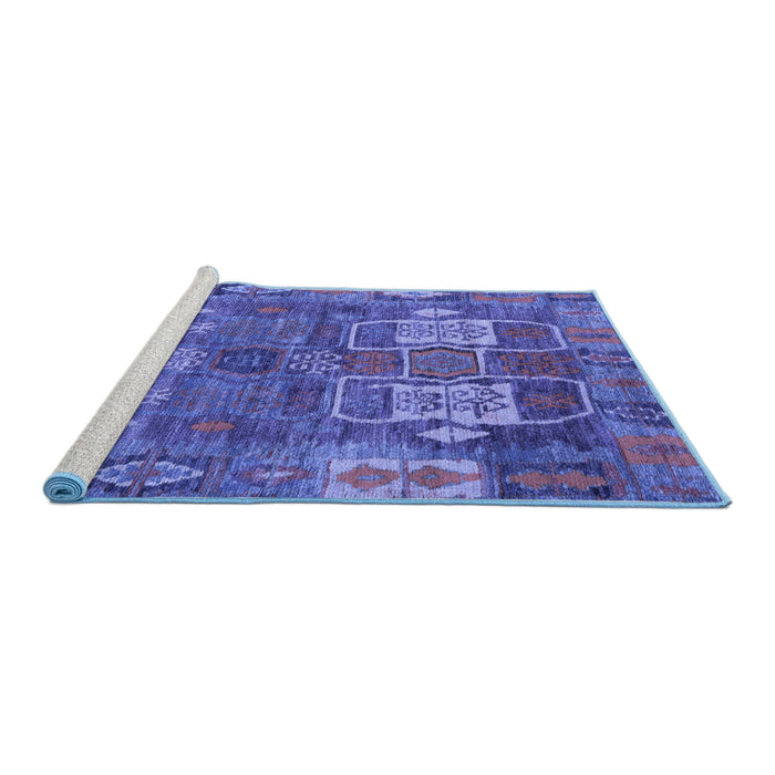 Sideview of Machine Washable Abstract Blue Modern Rug, wshabs5411blu
