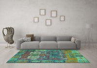 Machine Washable Abstract Turquoise Modern Rug, wshabs5411turq