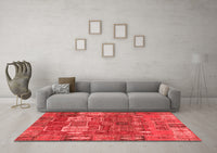 Machine Washable Abstract Red Modern Rug, wshabs5411red