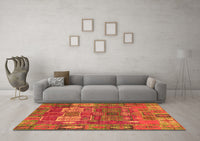 Machine Washable Abstract Orange Modern Rug, wshabs5411org