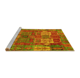 Sideview of Machine Washable Abstract Yellow Modern Rug, wshabs5411yw